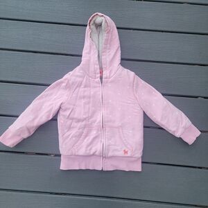Mini Boden Light Pink Polka Dot Warm Zip Up Jacket Size 5-6Y